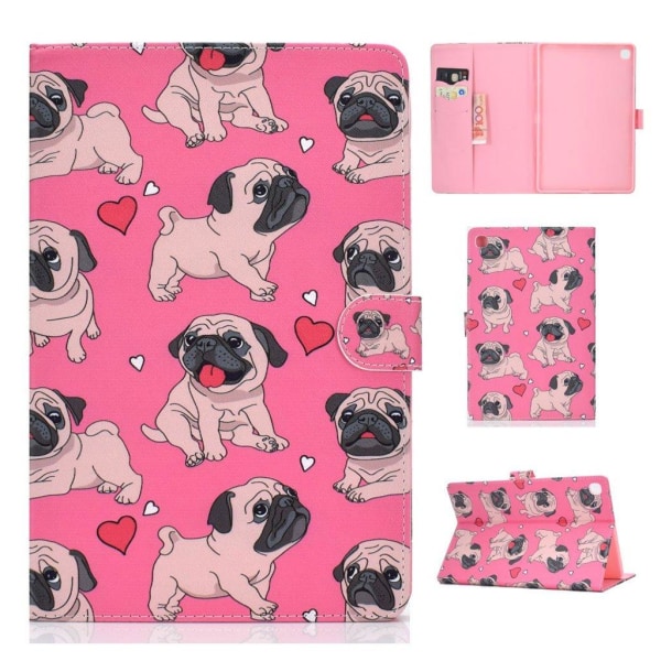 Samsung Galaxy Tab S5e mønster læder etui - Hund Pink