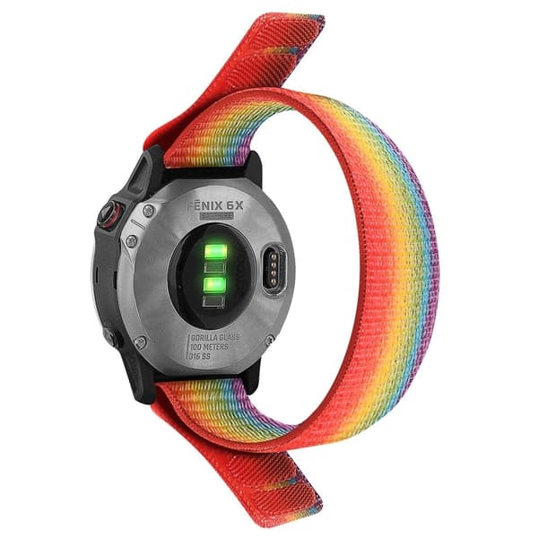 26 mm klockarmband i nylon för Garmin-klocka - Regnbåge multifärg