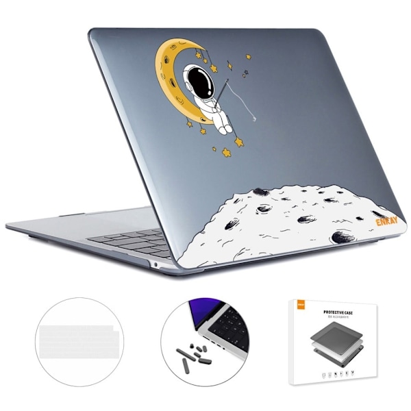 HAT PRINCE MacBook Pro 16 M1 Max / M1 Pro (A2485, 2021) astronautstil och tangentbordsskydd - Fiske På Månen Vit