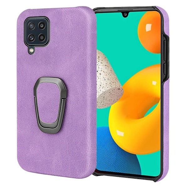 Stötsäkert läderfodral med oval kickstand för Samsung Galaxy M32 - Lila Lila