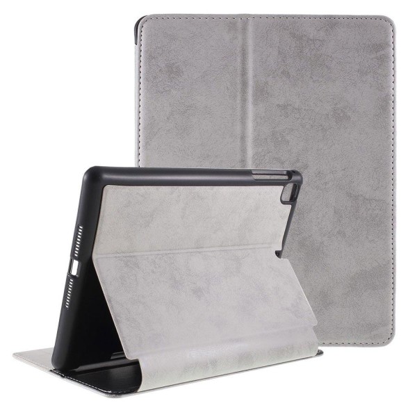 iPad Mini (2019) leather case with pen slot - Light Grey Silvergrå