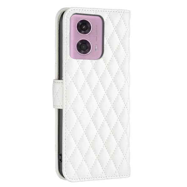 Rombemønster, matt flip-deksel for Motorola Moto G34 - Hvit White