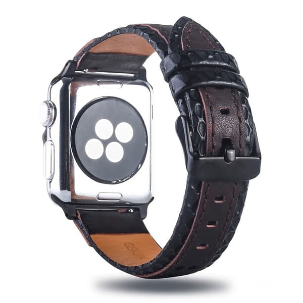 Apple Watch Series 4 40mm erstatnings urrem i lædermateriale - Brun/Sort Multicolor