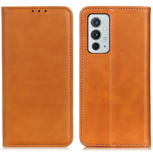 Flip Etui med Pung i Ekte Lær til OnePlus 9RT 5G - Brun Brown