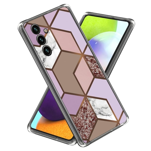 Marmormotiv Samsung Galaxy A34 5G skal - Gyllene Kakelplattor Rosa