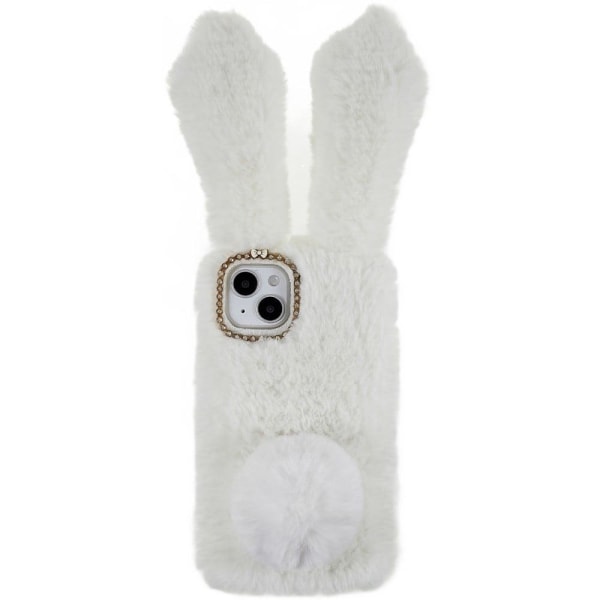 Fluffy Rabbit iPhone 14 Plus skal - Vit Vit