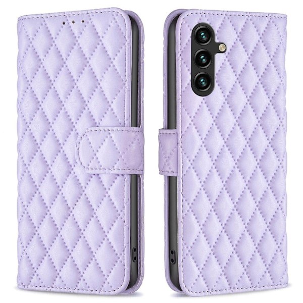 Matt Samsung Galaxy A14 fodral med rombmönster - Lila Lila