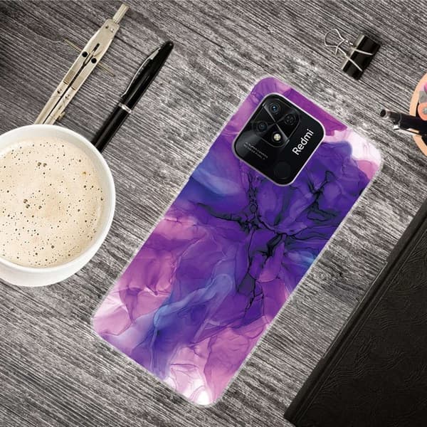 Marble Xiaomi Redmi 10C Etui - Drømmende Lilla Marmor Purple