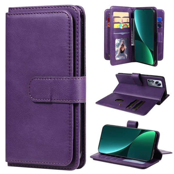 Xiaomi 12 Pro etui med pung / 10 kortpladser – Lilla Purple