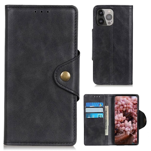 Alpha iPhone 13 Pro Max læder flip etui - Sort Black