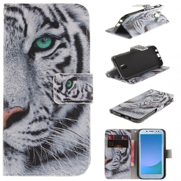 Samsung Galaxy J5 (2017) Trendy og solid læder etui - Tiger Multicolor