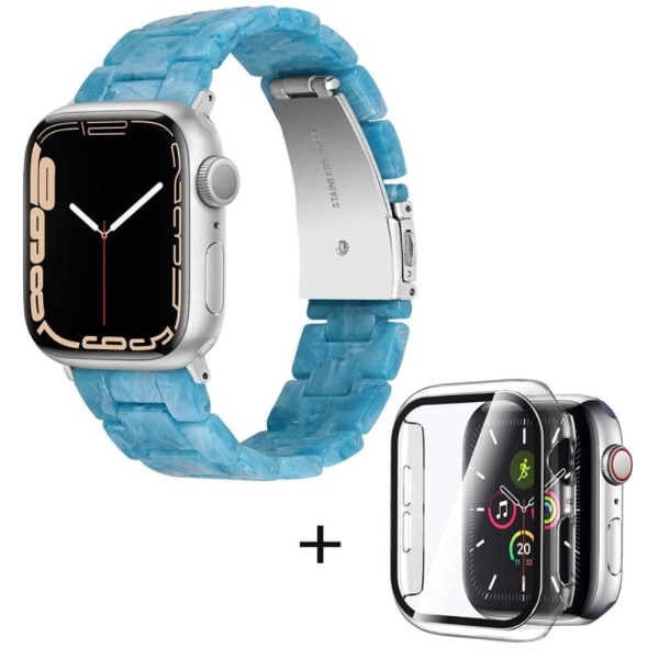 3 bead resin style watch strap with clear cover for Apple Watch Blå