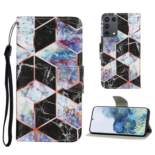 Wonderland Samsung Galaxy S21 Ultra Flip etui - Marbling Pattern Multicolor