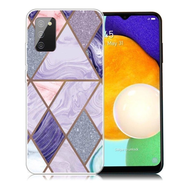 Marble design Samsung Galaxy A03s cover - Trekanter Og Diamantmarmor Purple