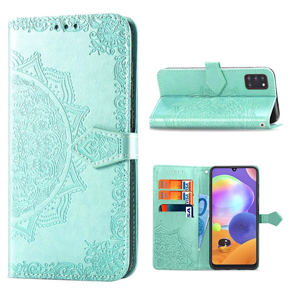 Mandala läder Samsung Galaxy A31 fodral - Grön Grön