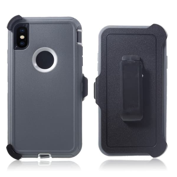 iPhone Xs Max heavy duty kickstand hybrid etui - Grå/Hvid Multicolor