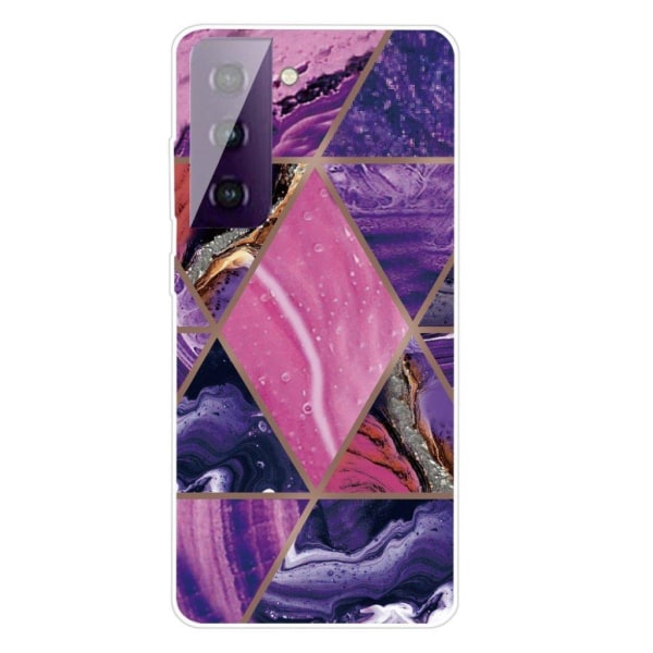 Marble Samsung Galaxy S21 FE Etui - Purple og Rose Marmorkugle Purple