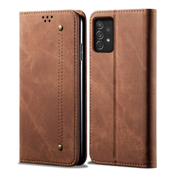 Jeans Samsung Galaxy A73 Flip Etui - Kaffe Brown