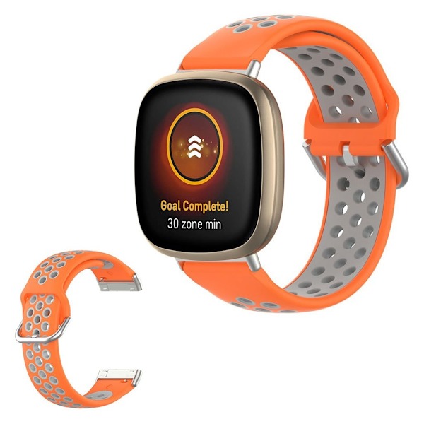 Fitbit Versa 3 / Sense tvåfärgad silikon klockarmband - orange / grå Orange