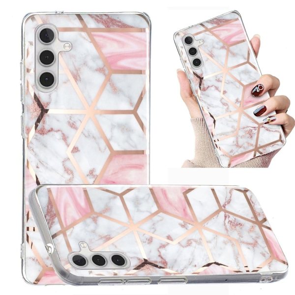 Deco Samsung Galaxy A24 4G Etui - Lyserød / Hvid Marmor White