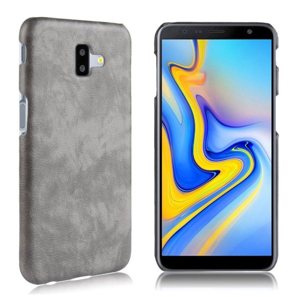 Samsung Galaxy J6 Plus (2018) litchi læder etui - Grå Silver grey
