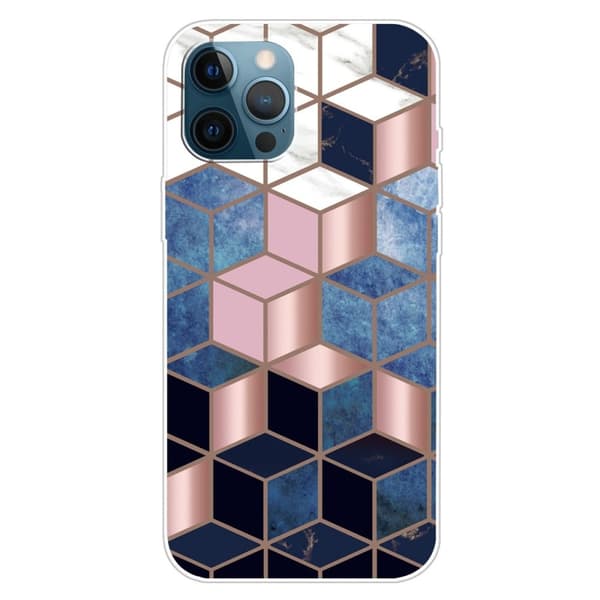 Marble iPhone 15 Plus Suojakotelo - Sininen / Kulta Cube Blue