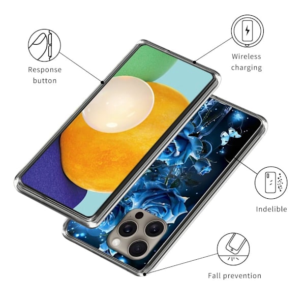 Vibe iPhone 16 Pro Max cover - Skinnende Roser Blue