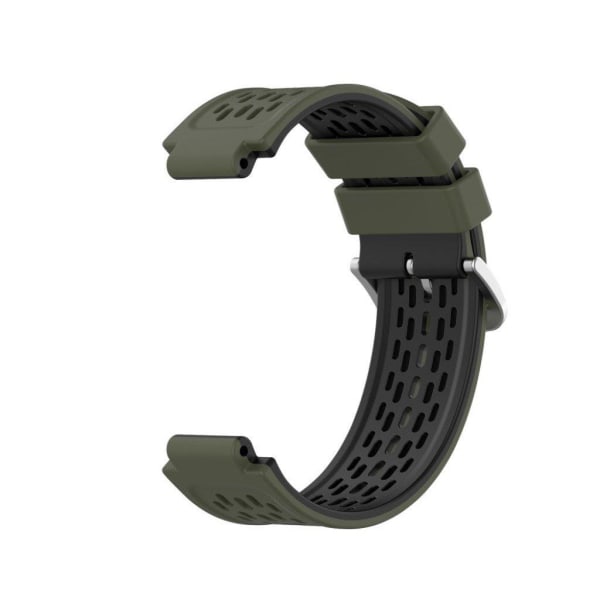 24mm dual-layer silicone watch band for Garmin Forerunner device - Army Green / Black Grön