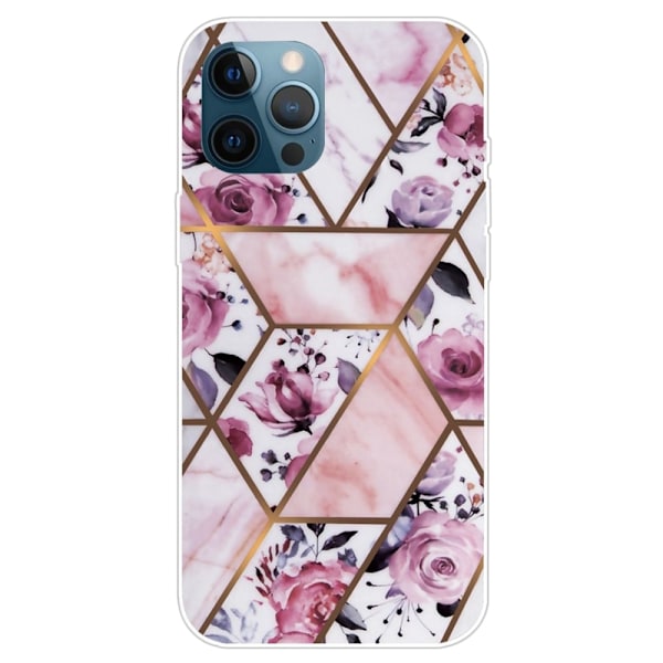 Marble design iPhone 14 Pro Max cover - Elegant Flise Med Roser Multicolor