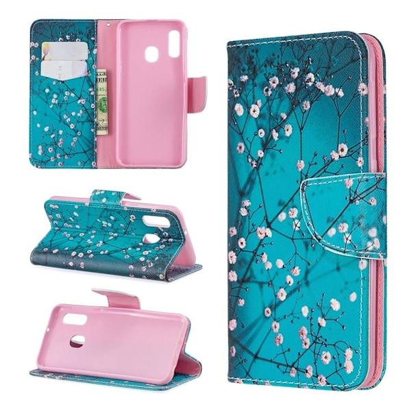 Wonderland Samsung Galaxy A20e etui - Træ med Blomster Blue