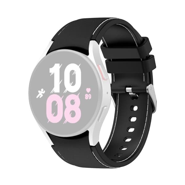 Samsung Galaxy Watch 5 / 4 / 3 / 3 silikoneurrem med sølvspænde - Sort / Hvid Størrelse: S Black