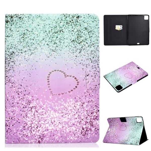 Mønstertryk Læder Stand Tablet Case iPad Pro 11-tommer (2021)/Air (2020)/Air (2022) - Glitrende Element Og Hjerte Multicolor
