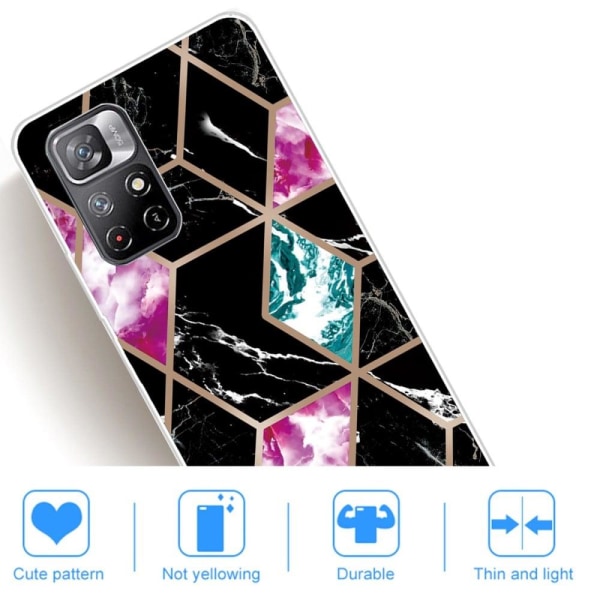 Marble Xiaomi Redmi Note 11T 5G Etui - Tile Of Black / Cyan / Rose Multicolor