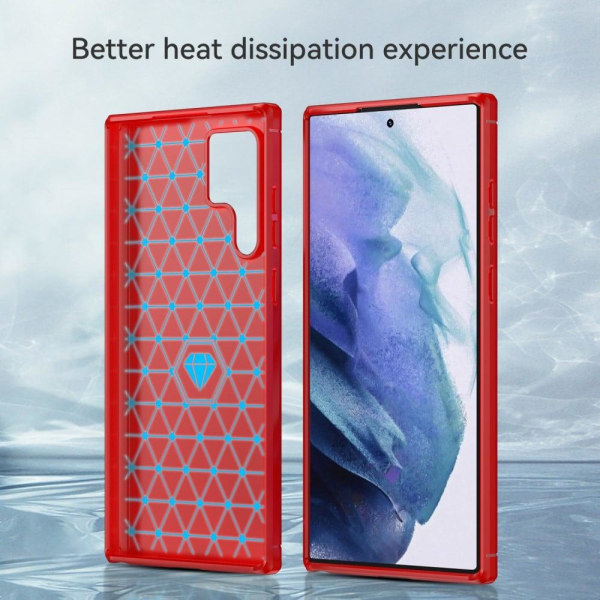 Carbon Flex Suojakotelo Samsung Galaxy S22 Ultra - Punainen Red