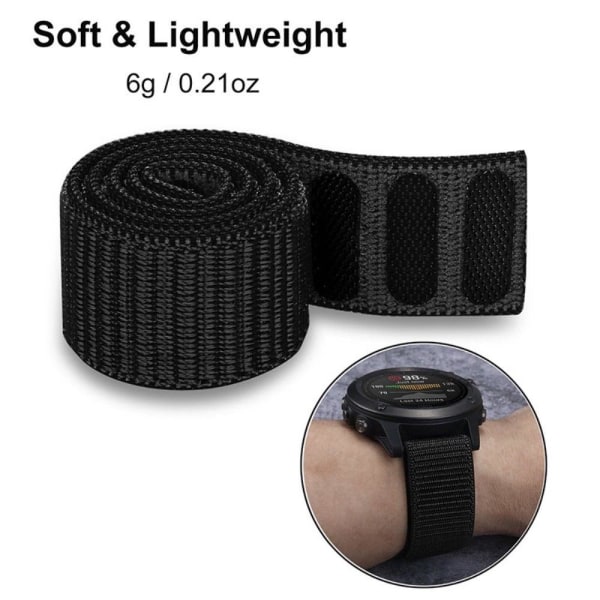 22mm nylon loop watch strap for Garmin watch - Black Black