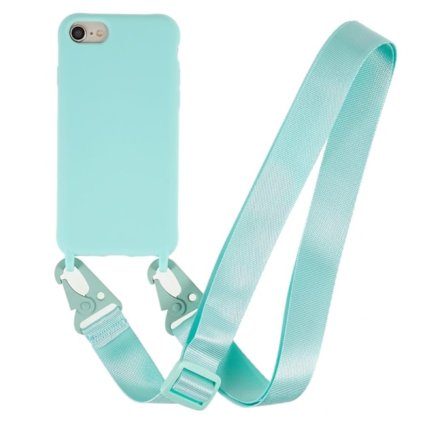 Tyndt TPU etui med mat finish og justerbar strop til iPhone SE (2022) / SE 2020 / 8 / 7 - Lysegrøn Green