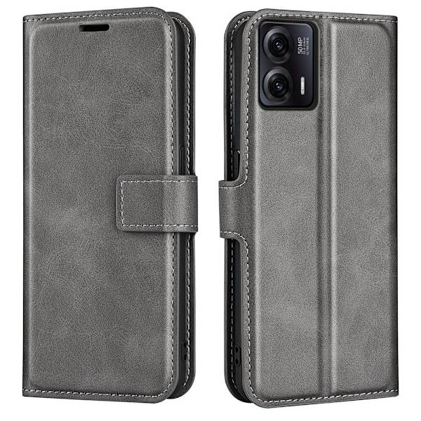 Lompakko Nahkakotelo For Motorola Moto G73 - Harmaa Silver grey