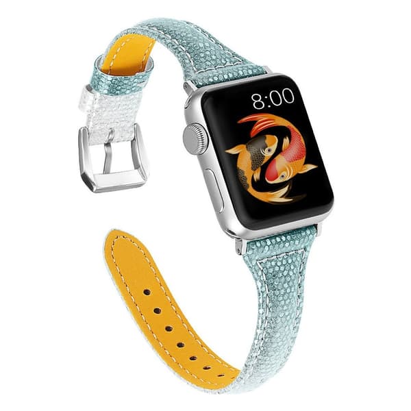 Apple Watch Series 5 40mm elegant ægte læder Urrem - Grøn Green