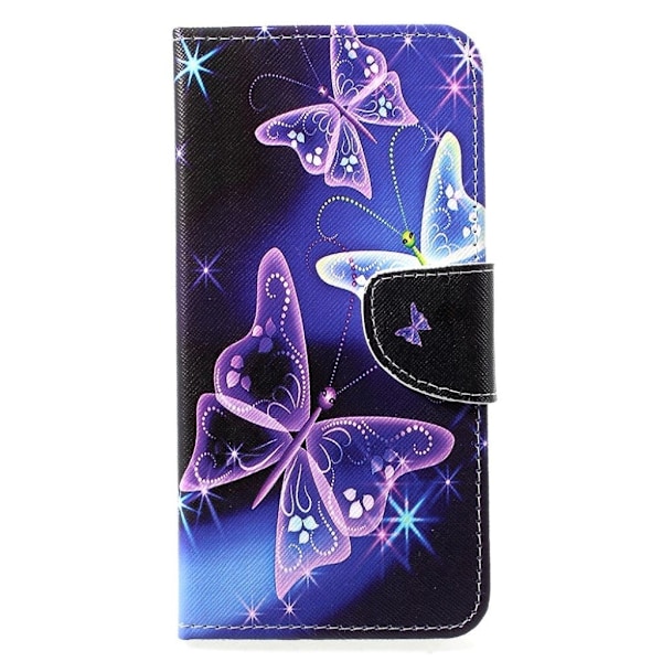 Huawei P30 Lite mønstret læder flip etui - Smukke Sommerfugle Multicolor