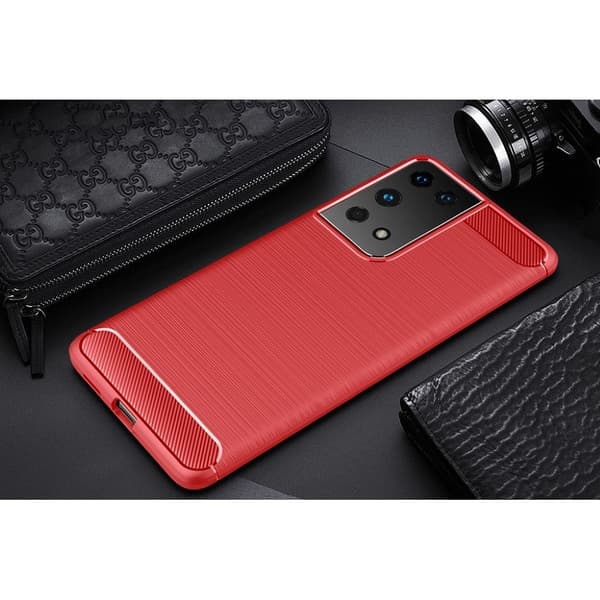Carbon Flex Samsung Galaxy S21 Ultra 5G kotelot - Punainen Red