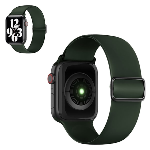 Apple Watch 40 mm elastisk silikone-urrem - Sortliggrøn Green