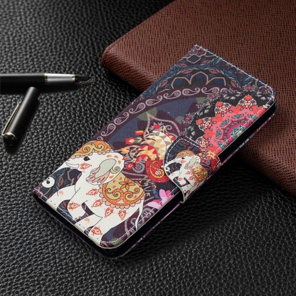 Wonderland Samsung Galaxy Note 20 Flip Etui - Blomst og Elefant Multicolor