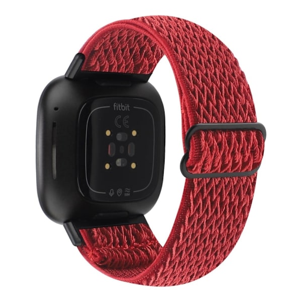 Fitbit Sense 2 / Versa 4 elastinen nailon kellonhihna - Punainen Red