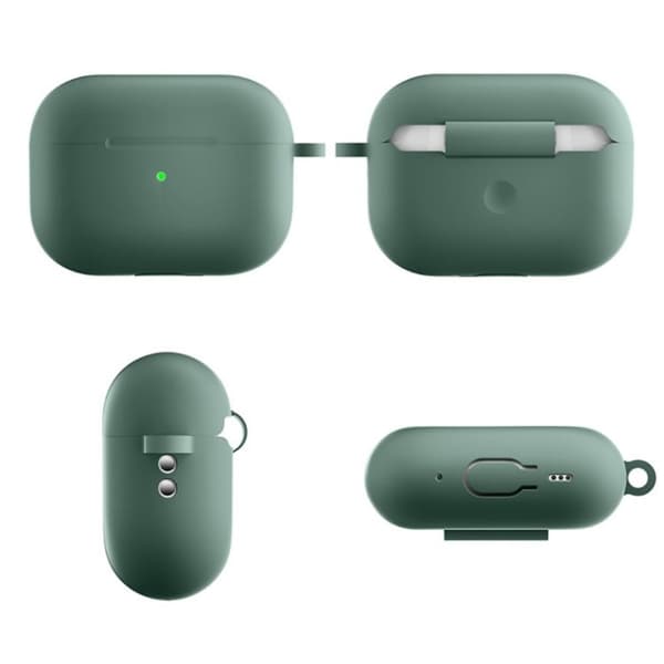 AirPods Pro 2 silikonetui med spenne - Mørkegrønn Green