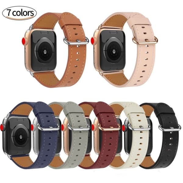 Apple Watch Series 5 / 4 44mm urrem i ægte læder - Sort Black