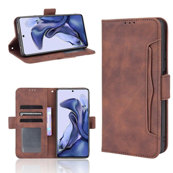 Stilfuldt Læder Etui med Pung til Xiaomi 11T / 11T Pro - Brun Brown