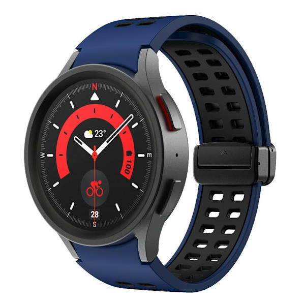 Samsung Galaxy Watch 5 (44mm) / (40mm) / 4 (44mm) / (40mm) dobbeltfarvet silikone urrem - Blå / Sort Blue