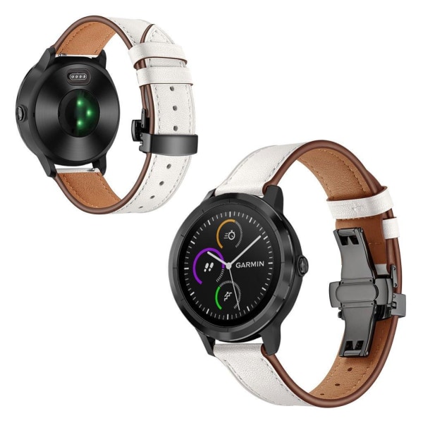 Garmin Vivoactive 3 / Vivomove HR nahkainen ranneke - Musta / Valkoinen White