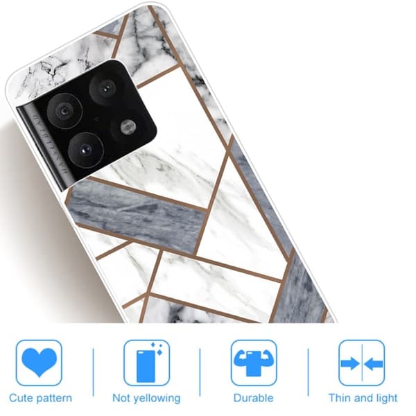 Marble OnePlus 10 Pro Etui - Grå / Hvit Klinkekule Tile Silver grey
