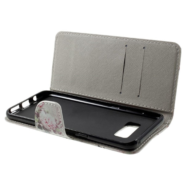 Samsung Galaxy S8+ Mønstret Lær Flip Etui- Postcard Style Eiffel Tårn Silver grey